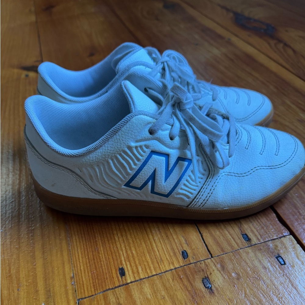 New Balance Kids White and Blue Sneakers